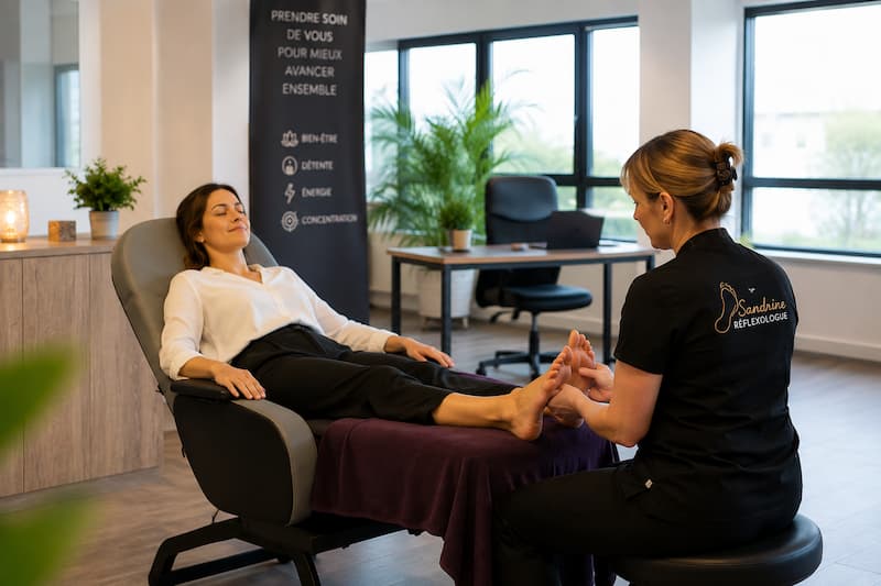 Séance de réflexologie en entreprise pour favoriser la détente des salariés
